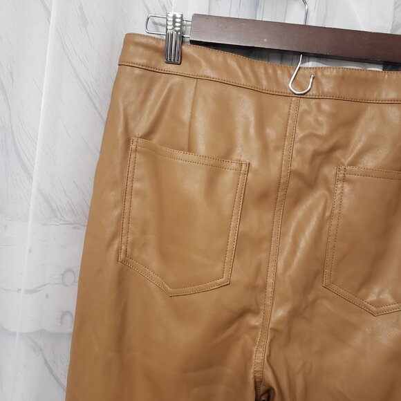 Pretty Little Things Camel Faux Leather Straight Leg Pants Size 10 - Picture 11 of 16